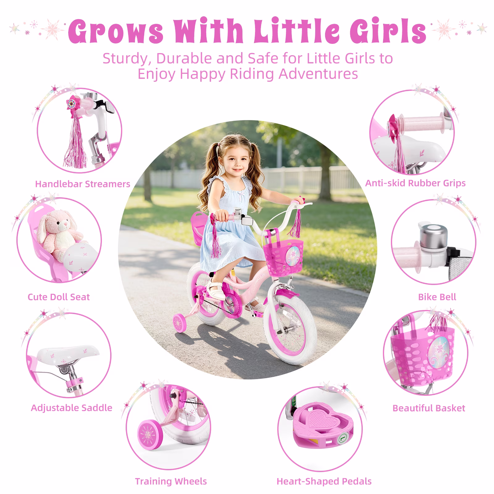 Korimefa 12 inch Girls Kids Bike Ages 3-6 Years Old Children, Toddler Bike with Training Wheels, Perfect for Beginner Riders Learning to Ride, Easy to Assemble, Pink - Image 4