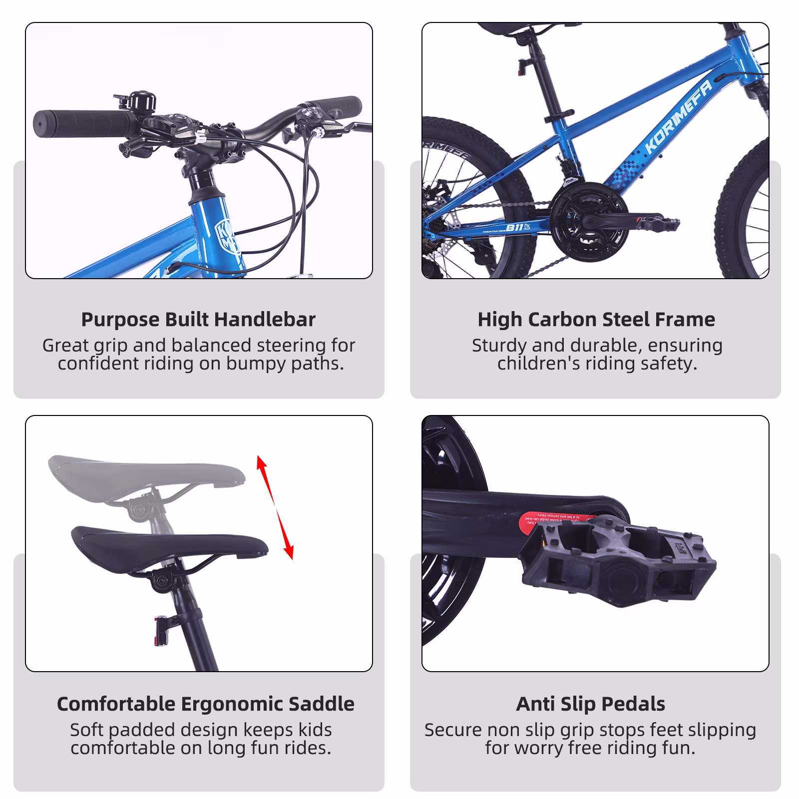 Korimefa 21-Speed Kids Bike, 20 inch Kids Mountain Bicycle for Boys Child Youth 6-12 Years Old, Double Disc Brake, Suspension Fork and Lightweight Aluminum Alloy Frame, Blue - Image 2