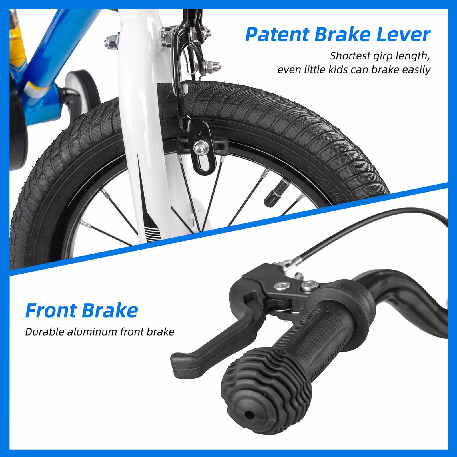 Korimefa Kids Bike Boys Bicycle 14 inch for Children Age 4-8 Years Old, Toddler Sport Cycling with Training Wheels, Hi-Ten Steel Frame, Blue - Image 3