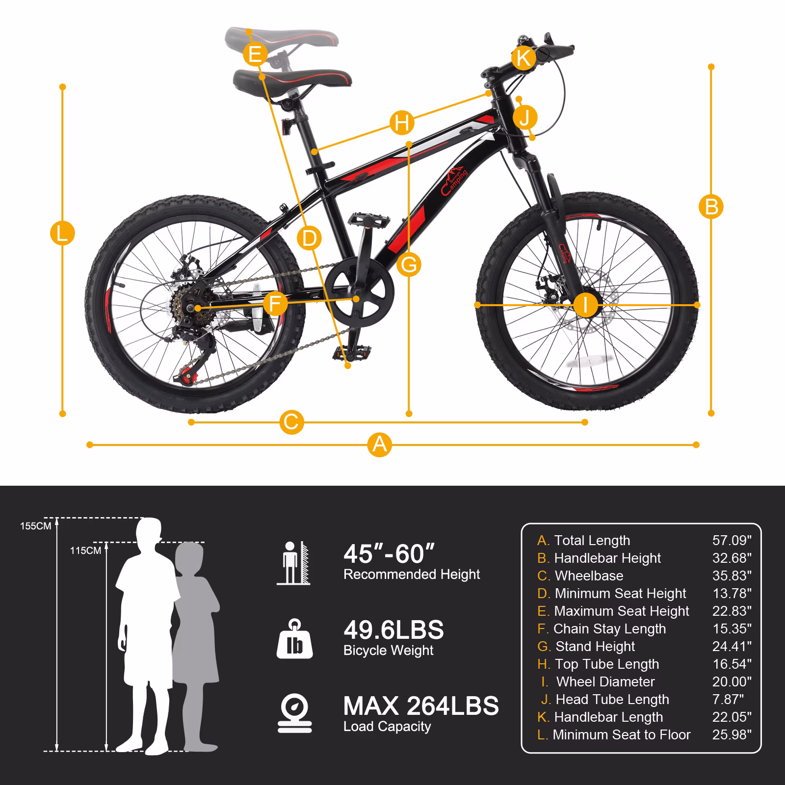 Ktaxon 20" Mountain Bike, 7 Speed Bike with Disc Brakes, Black - Image 5