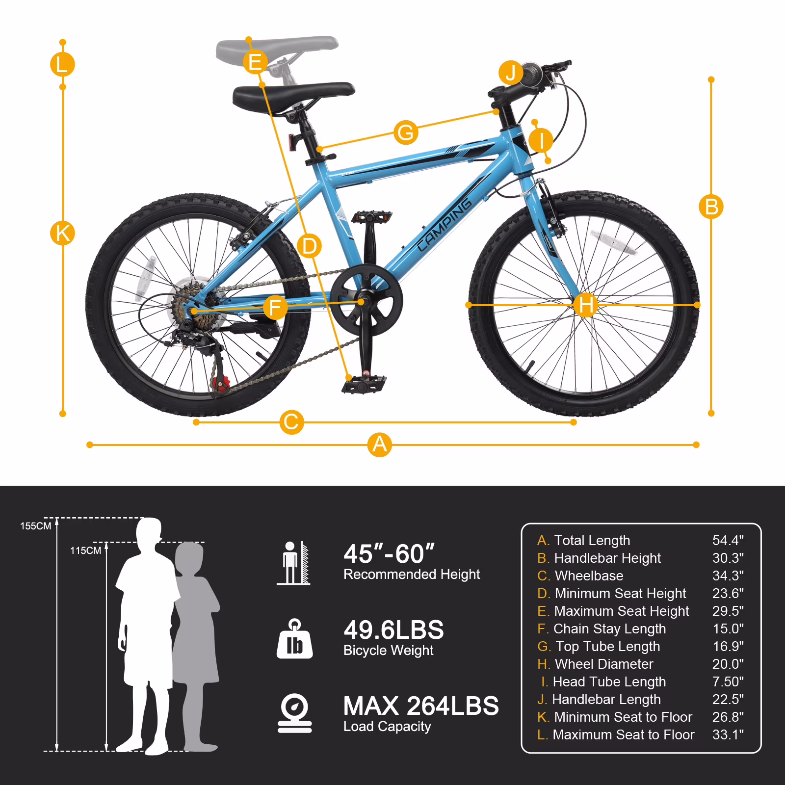Ktaxon 20in Mountain Bike 7 Speed with Steel Frame, V Brake, Blue - Image 2