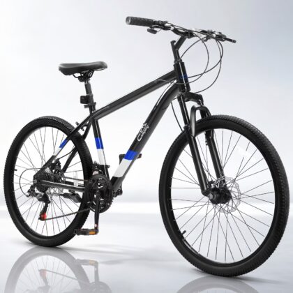 Ktaxon 24" Mountain Bike for Men, 21-Speed Adult Bike with Trigger Shifter, Front Suspension, Disc Brakes, 2.125" All-Terrain Tires, Black Blue