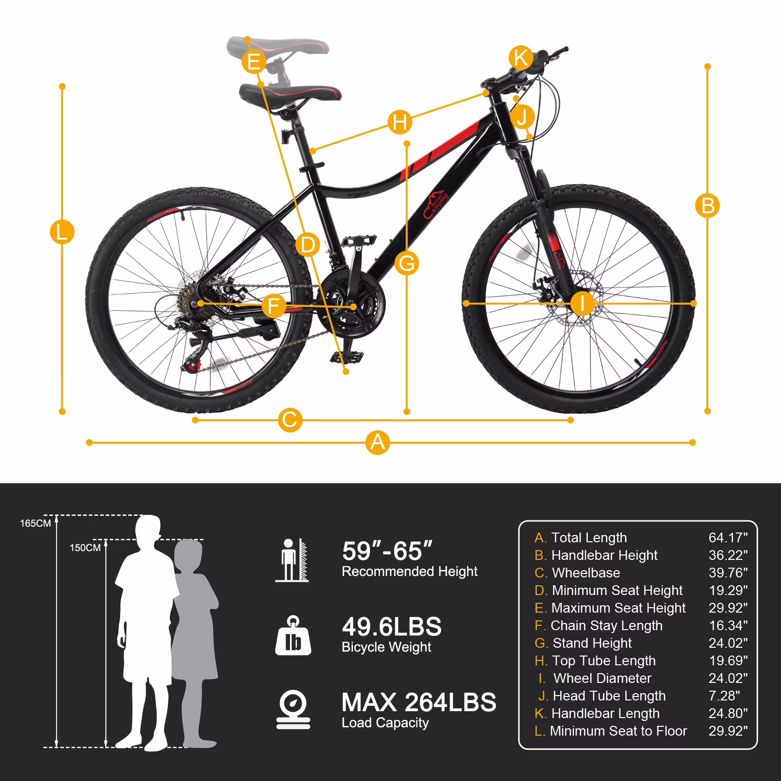 Ktaxon 24" Mountain Bike with Shimano 21 Speed, Disc Brakes, Black Red - Image 5