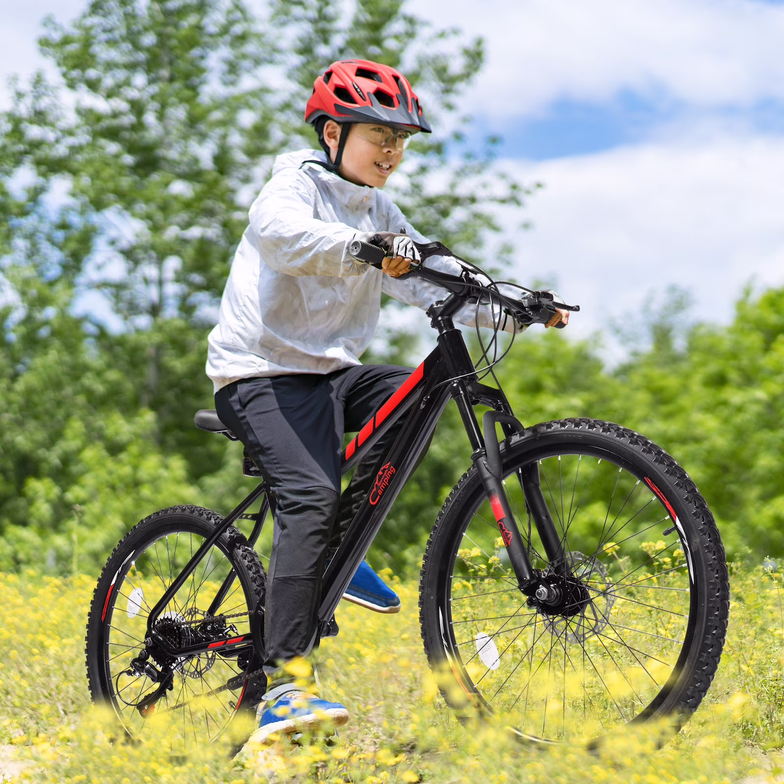 Ktaxon 24" Mountain Bike with Shimano 21 Speed, Disc Brakes, Black Red - Image 4