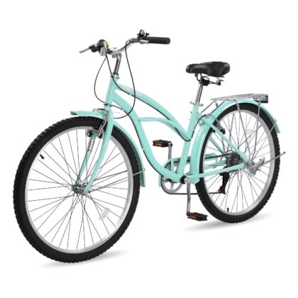 Ktaxon 26" Beach Cruiser Bike 7-Speed Commuter Bicycle with Rear Rack for Mens and Womens, Green