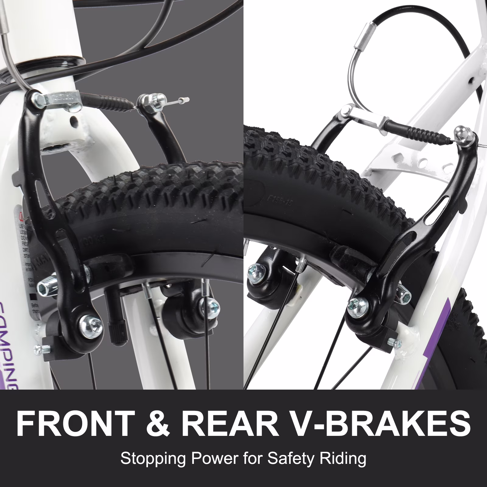 Ktaxon 26 inch Mountain Bike for Women, Dual V Brakes 21 Speeds Women Bike, Purple White - Image 5