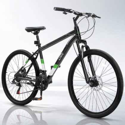 Ktaxon 26" Mountain Bike for Men, 21-Speed Adult Bike with Trigger Shifter, Front Suspension, Disc Brakes, 2.125" All-Terrain Tires,Black Green