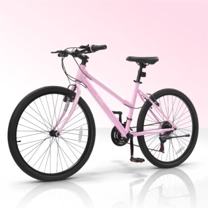 Ktaxon 26" Women's Mountain Bike, 21-Speed Adult MTB with Low-Step Frame, Dual V-Brakes, All-Terrain Tires, Pink