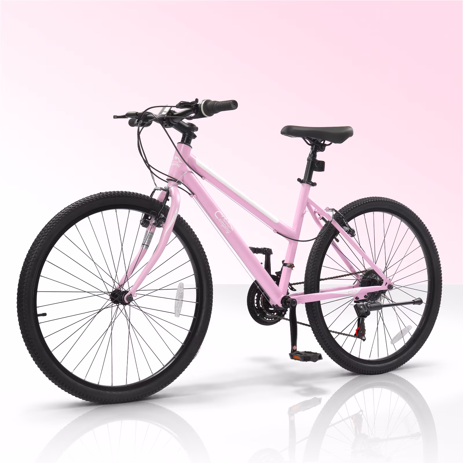Ktaxon 26" Women's Mountain Bike, 21-Speed Adult MTB with Low-Step Frame, Dual V-Brakes, All-Terrain Tires, Pink