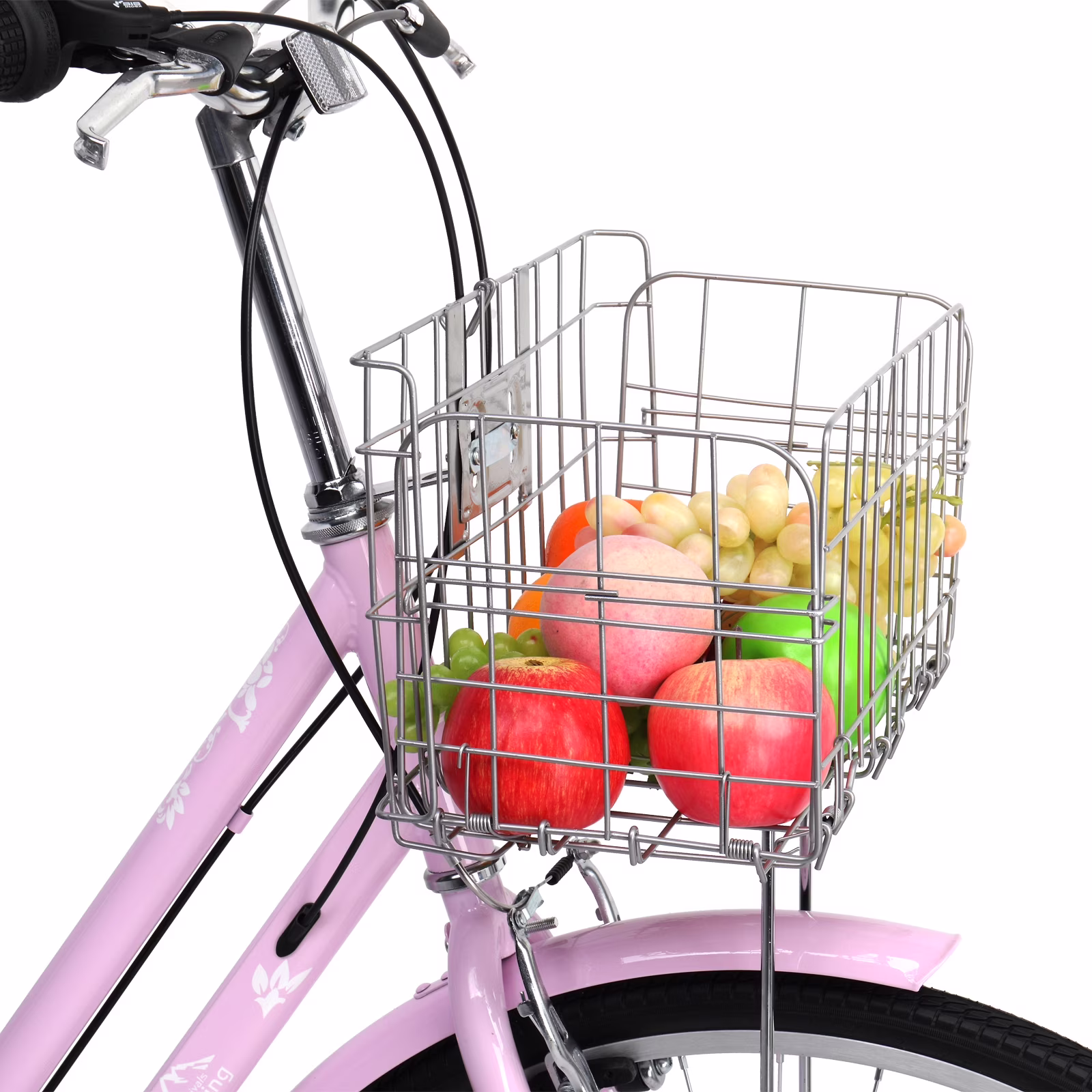 Ktaxon 26in Women Beach Cruiser Bike, Shimano 7‑Speed Adult City Commuter Bike with Basket, Pink - Image 3