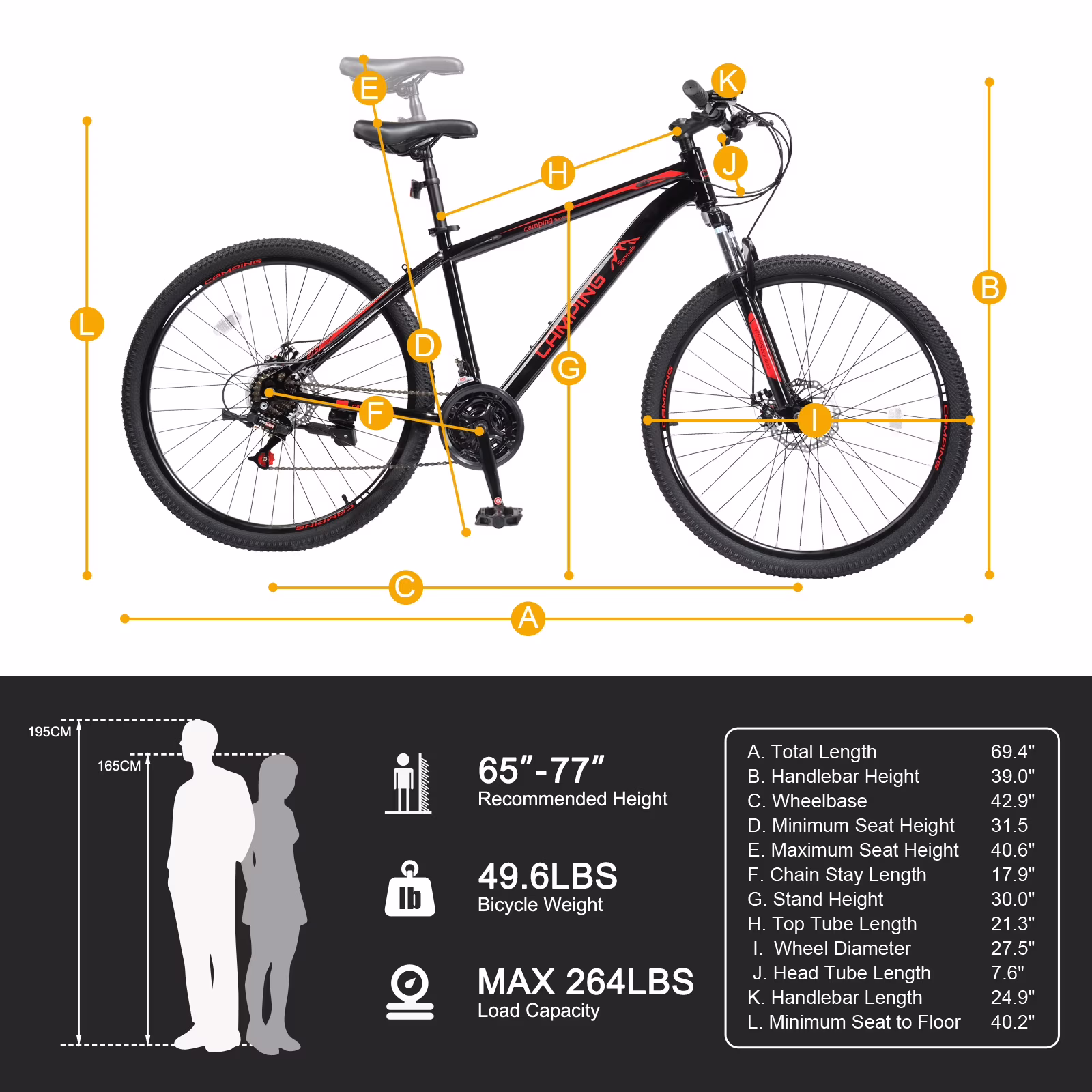 Ktaxon 27.5" Mountain Bike 21 Speed for Men and Women, Black, Red - Image 4