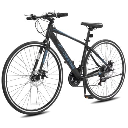 Ktaxon 700C Road Bike for Adults, 21 Speed City Commuter Bicycle, Dual Disc Brakes, Twist Shifter, High-Carbon Steel Hybrid Bikes, Black Blue