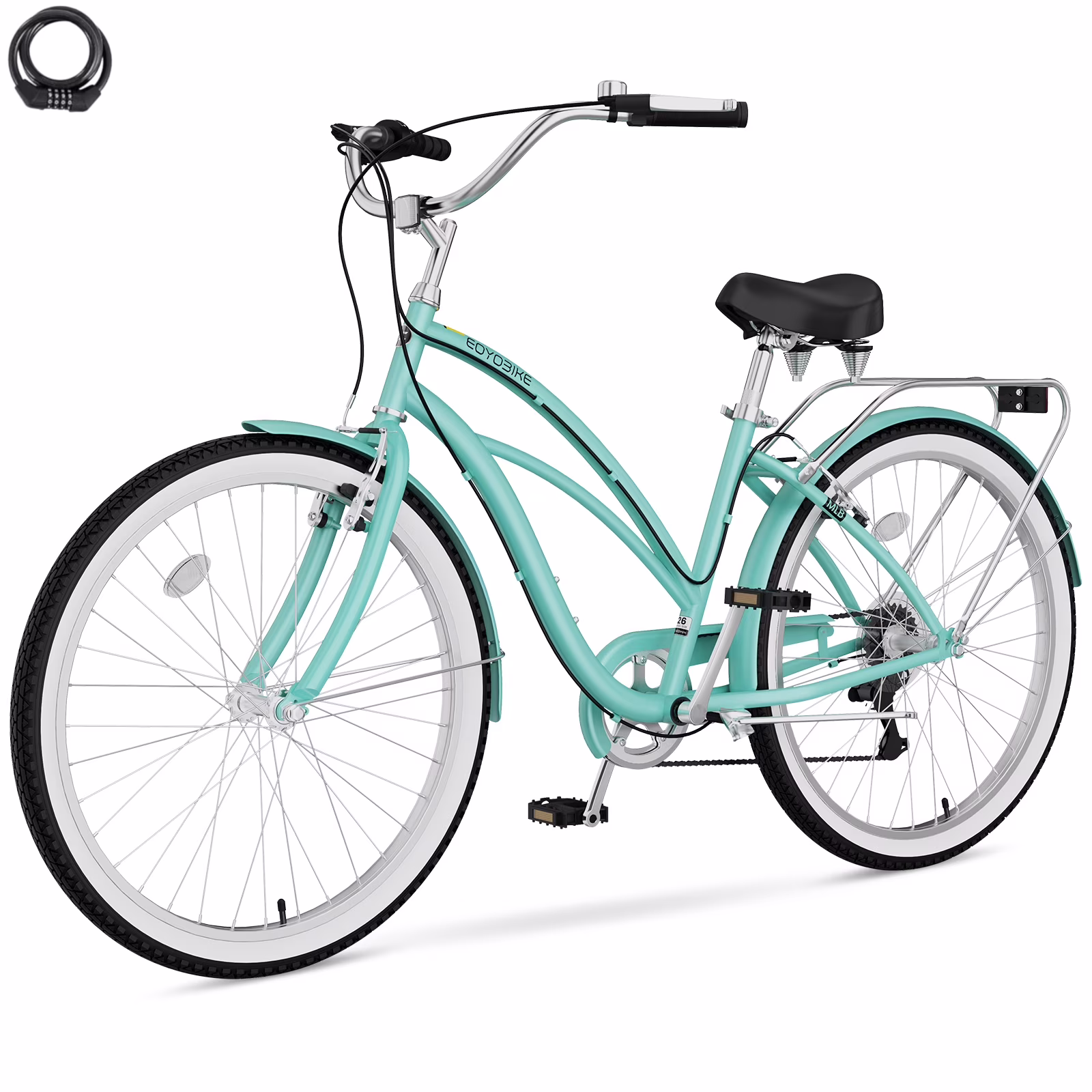 Lilypelle Adults Beach Cruiser Bicycle, 24" 26" Wheel 7 Speed Bike Fits Rider: 4'11"-6'2", Step Through Bikes for Commuting, Unisex