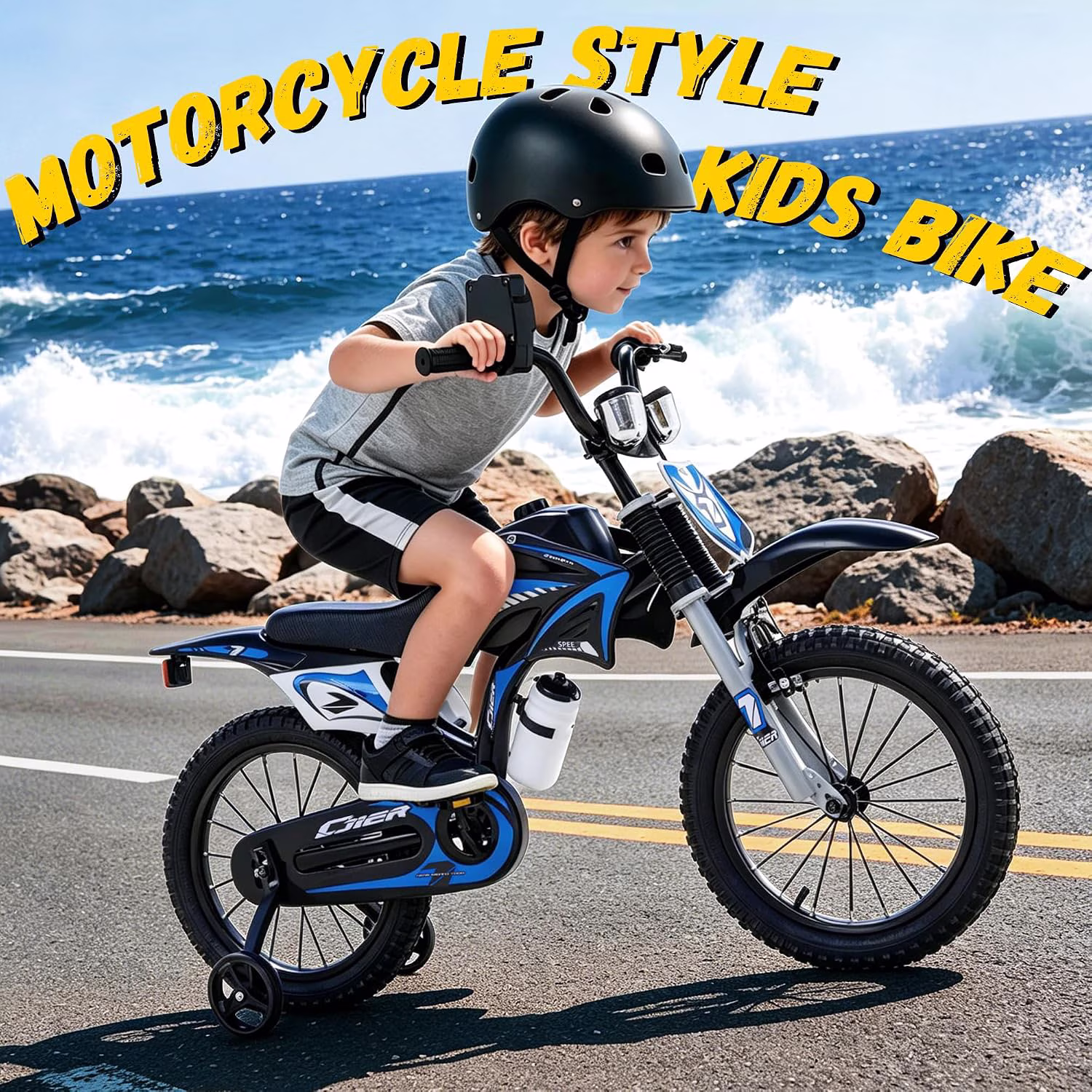 Linor 12inch Kids Bike for Boys Girls Ages 3-12, Training Wheels, Sound Maker, Number Plate, Dashboard, Bottle Holder - Image 4