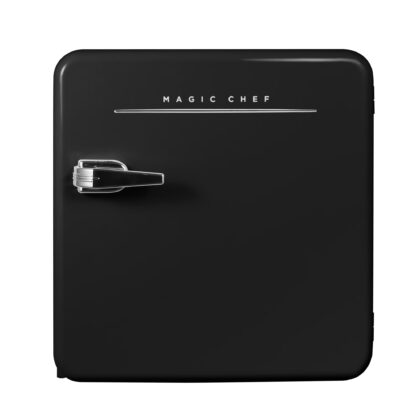 Magic Chef 1.6 Cu. Ft. Retro Mini Fridge with LED Light, Black, 34 lbs