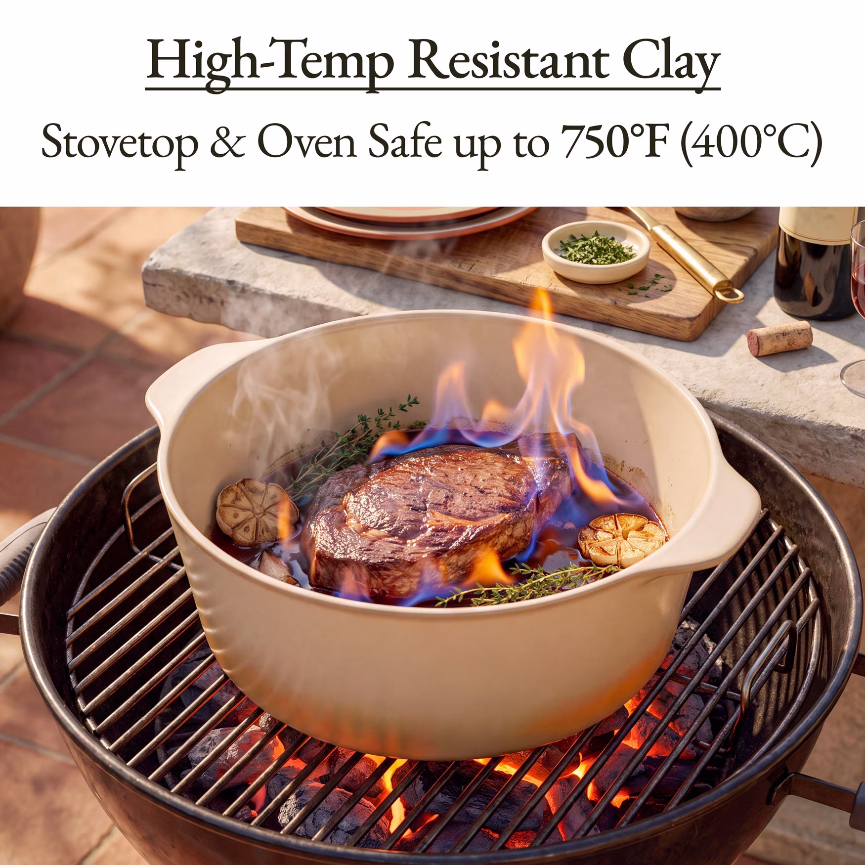MAGNIFIQUE 4.5 Quart Cream White Round Claypot Multi-Cooker, Digital Slow Cooker with Removable Non-Toxic Pot - Image 5