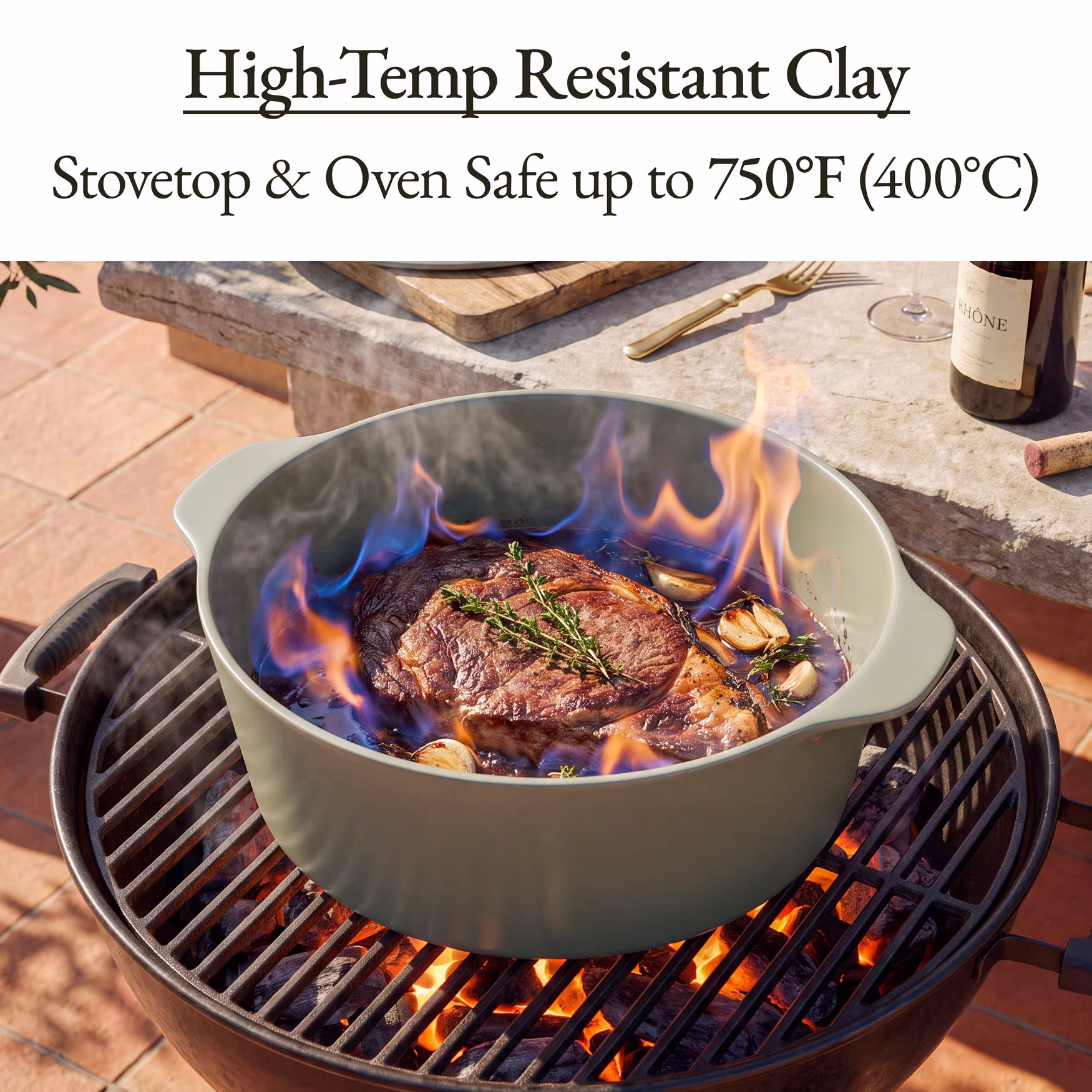 MAGNIFIQUE 4.5 Quart Olive Green Round Claypot Multi-Cooker, Digital Slow Cooker with Removable Non-Toxic Pot - Image 4