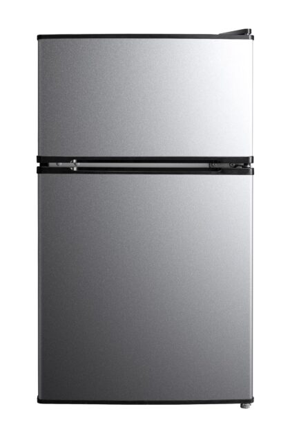 Mainstays 3.2 Cu. Ft. 2-Door Refrigerator with Freezer, Stainless Steel Look