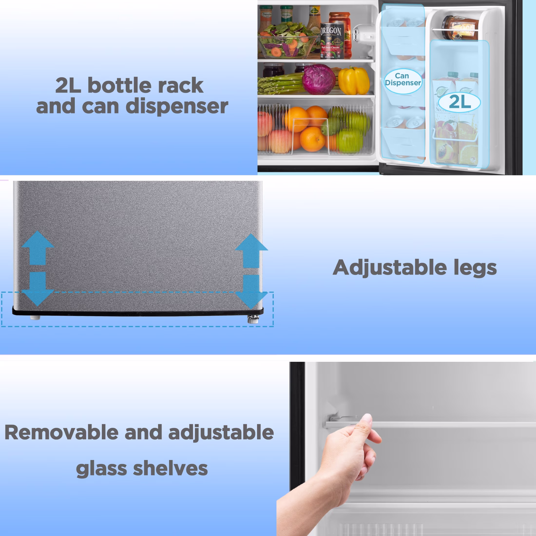 Mainstays 3.2 Cu. Ft. 2-Door Refrigerator with Freezer, Stainless Steel Look - Image 3