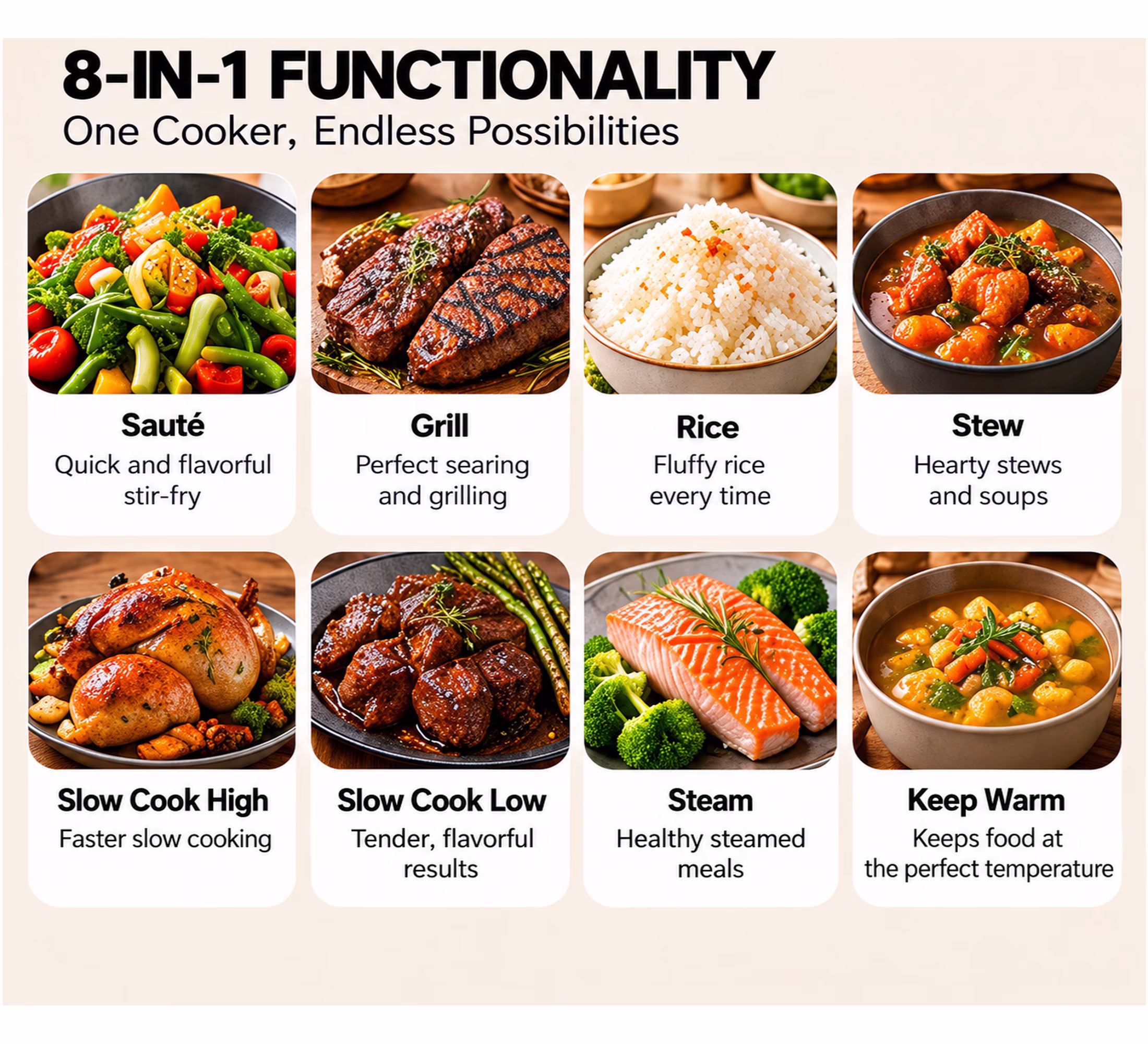 Maircle 6.5QT Digital Programmable Slow Cooker, 8-in-1 Multi Cooker, Large Capacity with Timer, Temp Control, Keep Warm, Nonstick Removable Pot, Black - Image 3