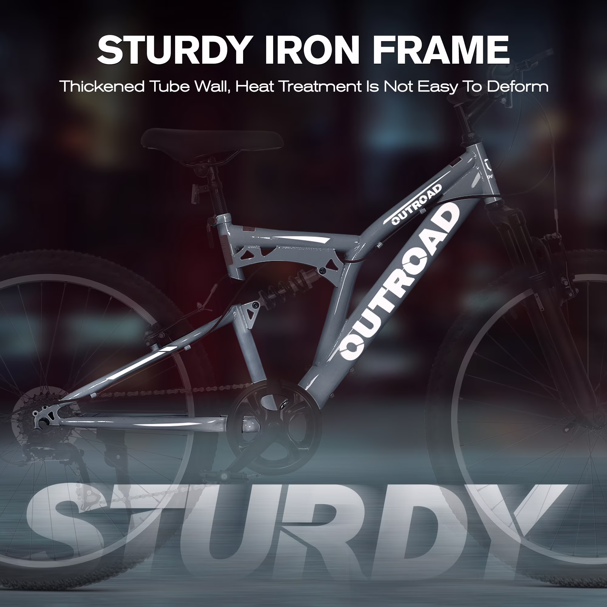 Marknig 26 inch Mountain Bike, 7 Speed Adult Bicycle with High-Carbon Steel Frame, Dual Disc & V-Brakes, Adjustable Seat for Men and Women,MTB with Shock Absorption System, Gray - Image 2