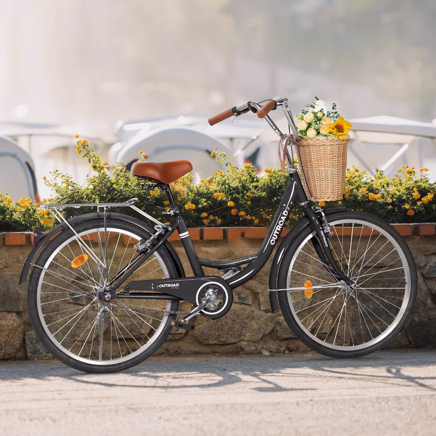 Marknig Cruiser Bike, 26 inch Beach & City Cruiser Bicycle for Adult Men and Women with Carbon Steel Frame and Rear Rack/Basket,Black - Image 5