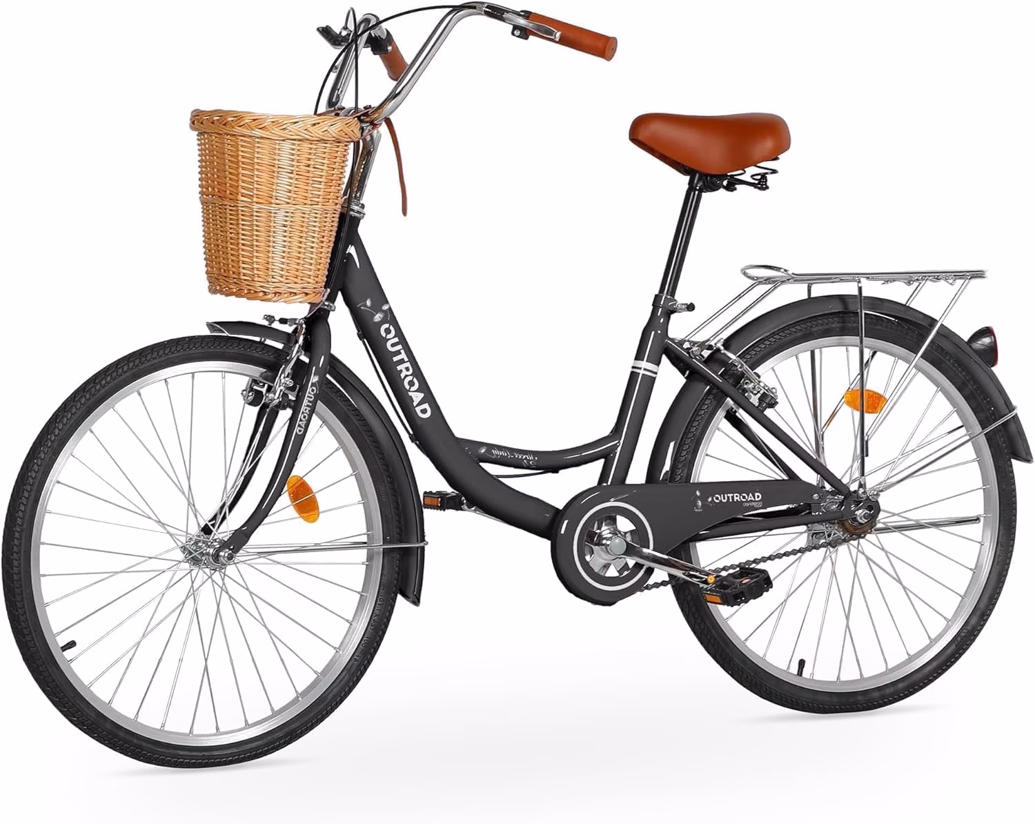 Marknig Cruiser Bike, 26 inch Beach & City Cruiser Bicycle for Adult Men and Women with Carbon Steel Frame and Rear Rack/Basket,Black