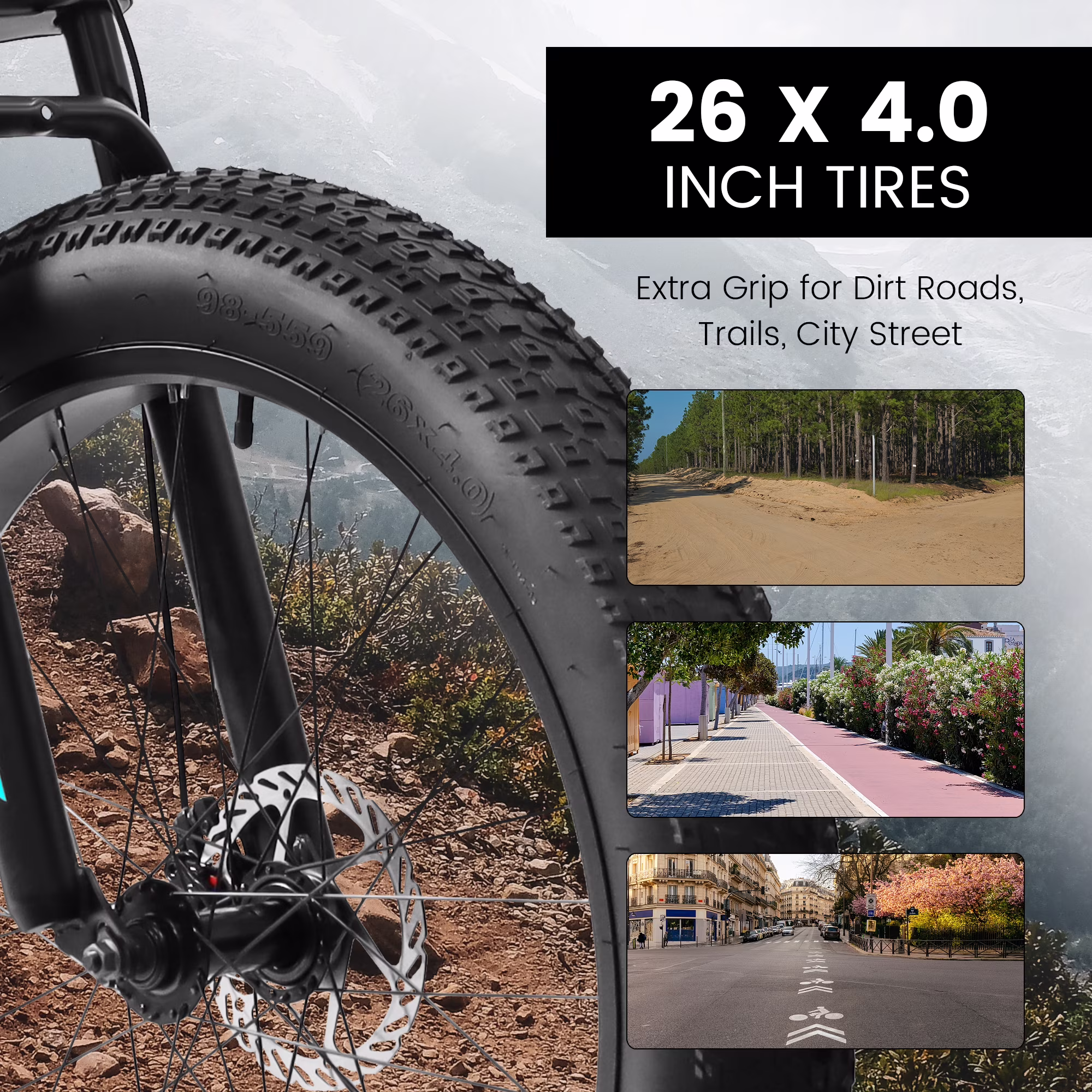 Men's 26" Full-Suspension Fat Tire Bike, 21-Speed Drivetrain & Disc Brakes for Trail Riding-Black - Image 3