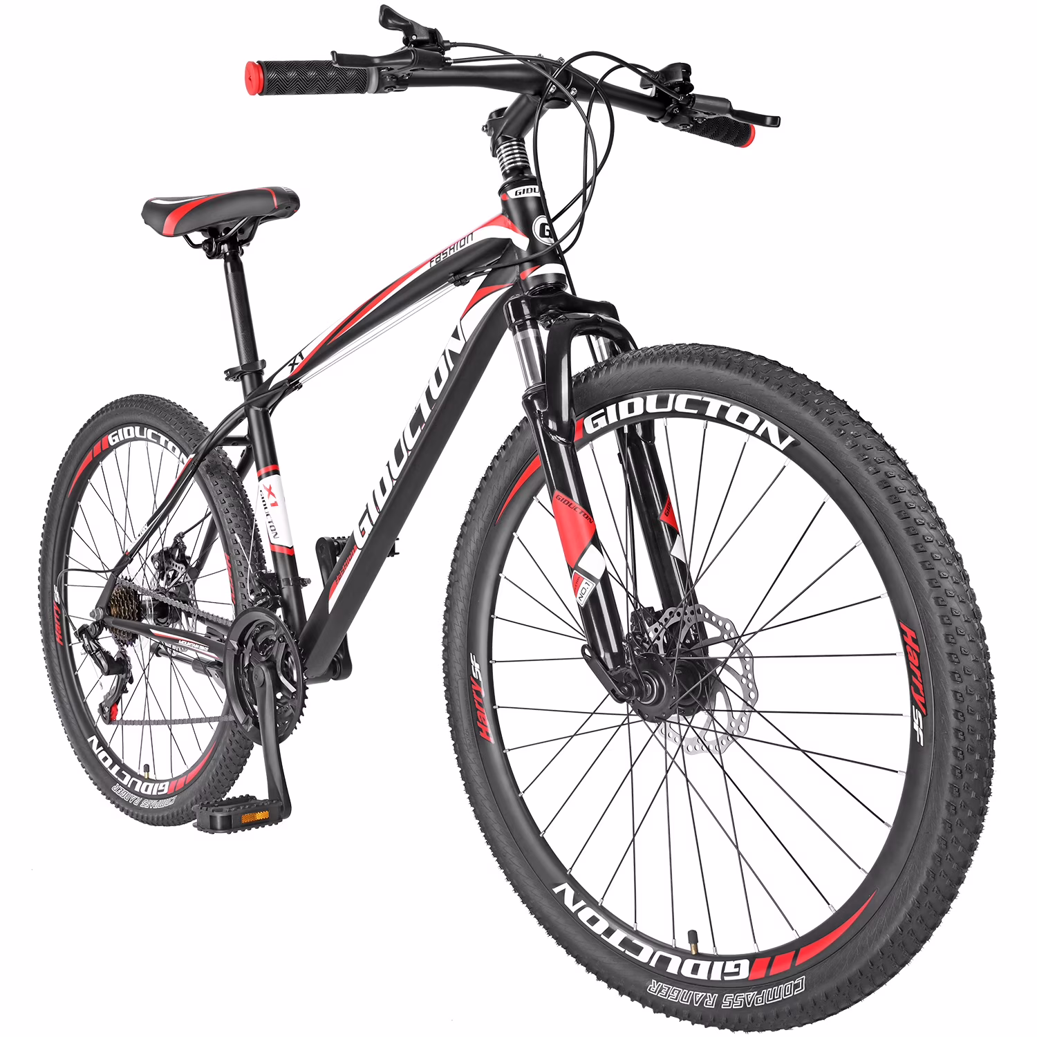 Mens Mountain Bike Eurobike, 27.5 Inch, 21 Speed Shifter, Disc Brakes,Mens Bicycle Adult, RED - Image 4