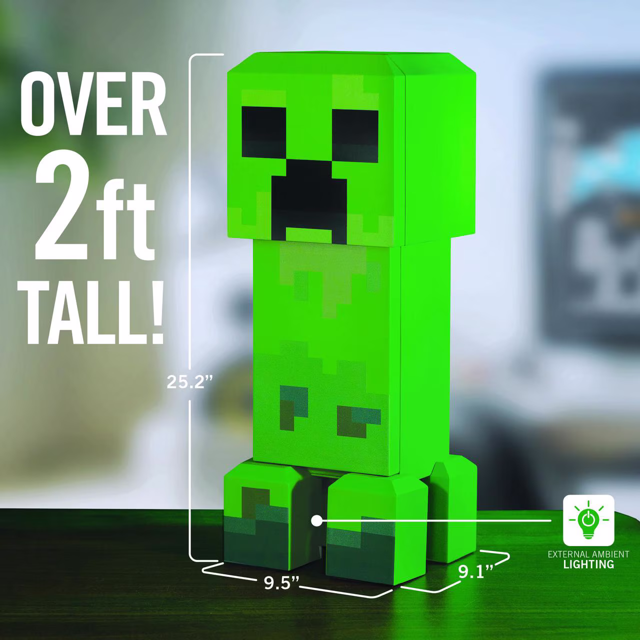 Minecraft Creeper Mini Fridge 2 Door, 8L, Green, 25.2" H 9.5" W 9.1" D - Image 4