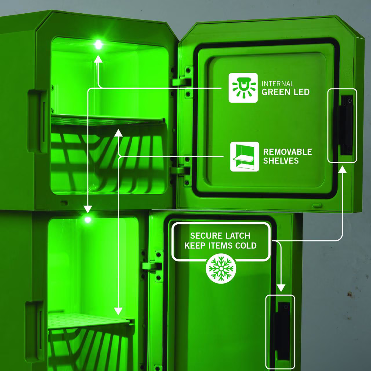Minecraft Creeper Mini Fridge 2 Door, 8L, Green, 25.2" H 9.5" W 9.1" D - Image 2