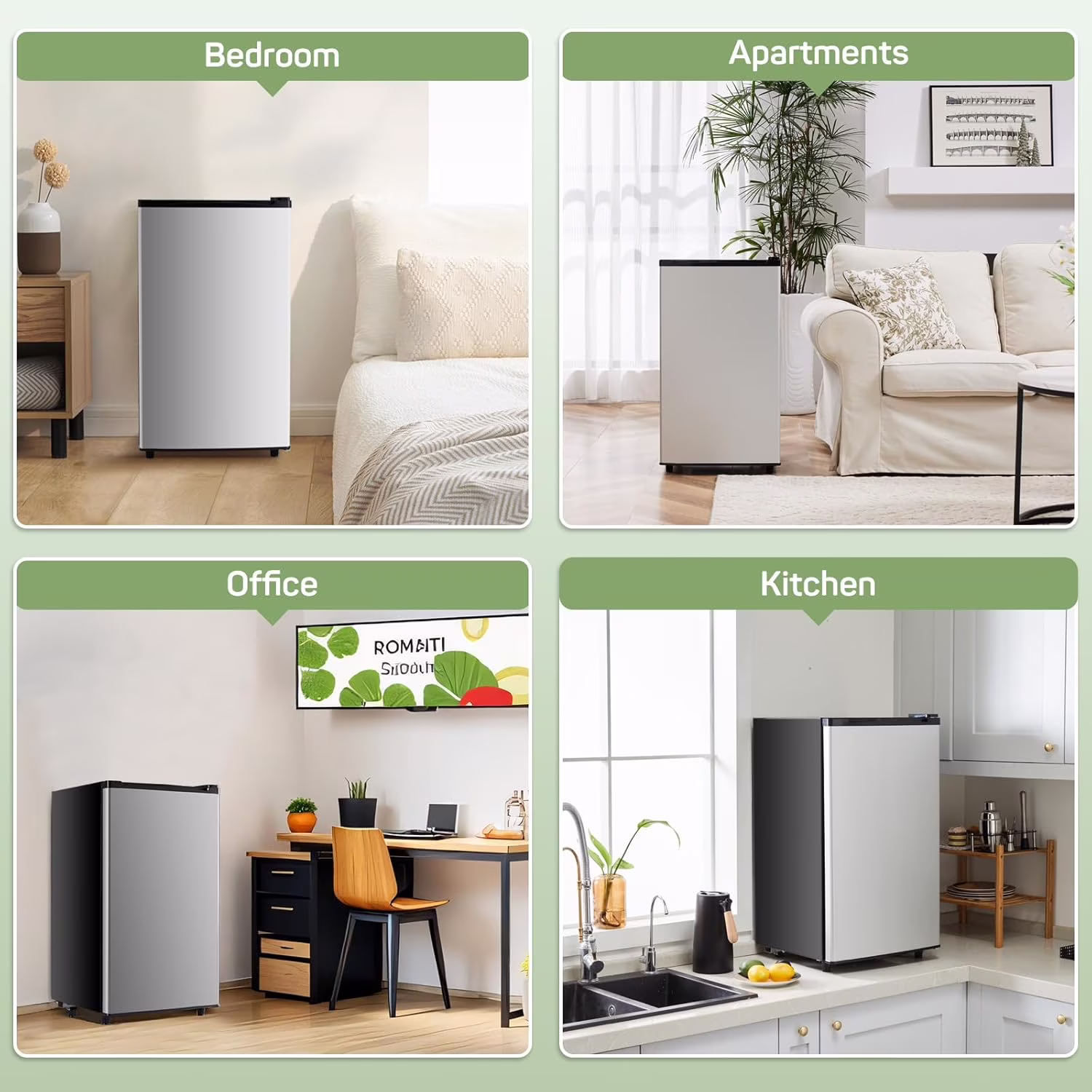 Mini Fridge 3.2 Cu. ft Single Door, 5 Star Efficient, Low Noise, 5 Adjustable Thermostat & Removable Glass Shelves, Silver - Image 3