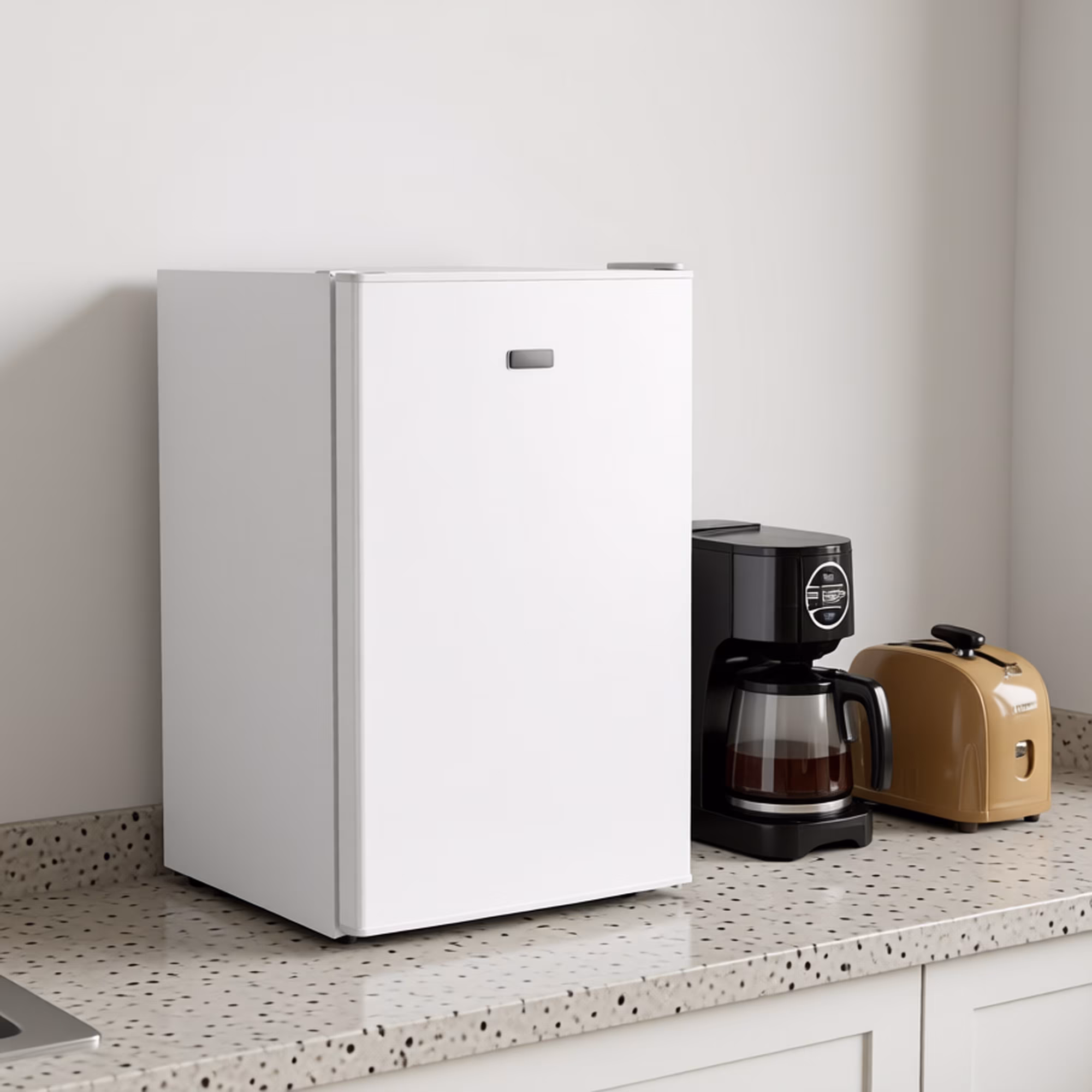 Modern Mini Cooler Compact Mini Fridge Space-Saving Single-Door Refrigerator with Freezer, 2.5 Cu.Ft, White - Image 2