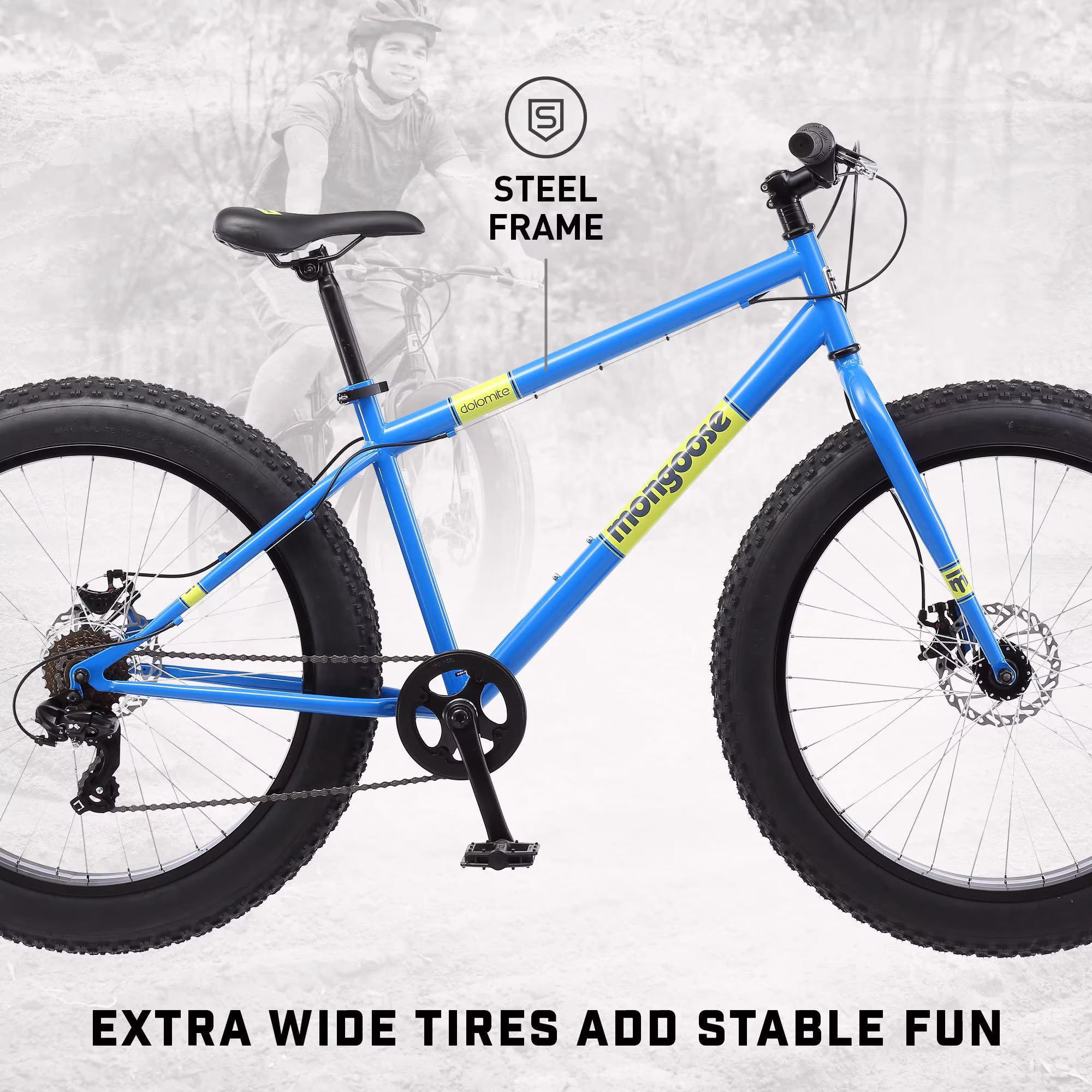 Mongoose Dolomite Adult Fat Tire Mountain Bike, 26-Inch Wheels, Light Blue - Image 3