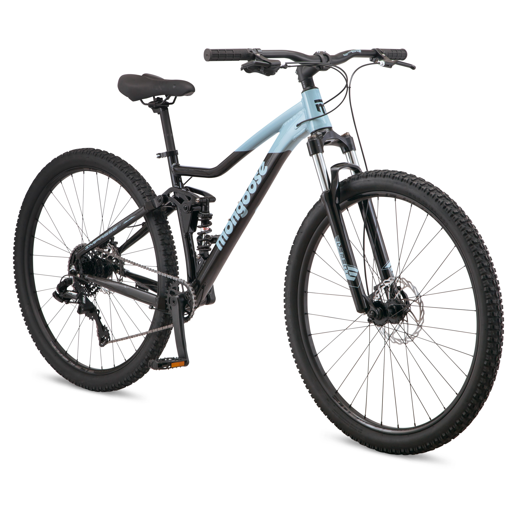 Mongoose Impasse 2.0 Dual Suspension Mountain Bike, 29-Inch Wheel, Black/Blue - Image 5