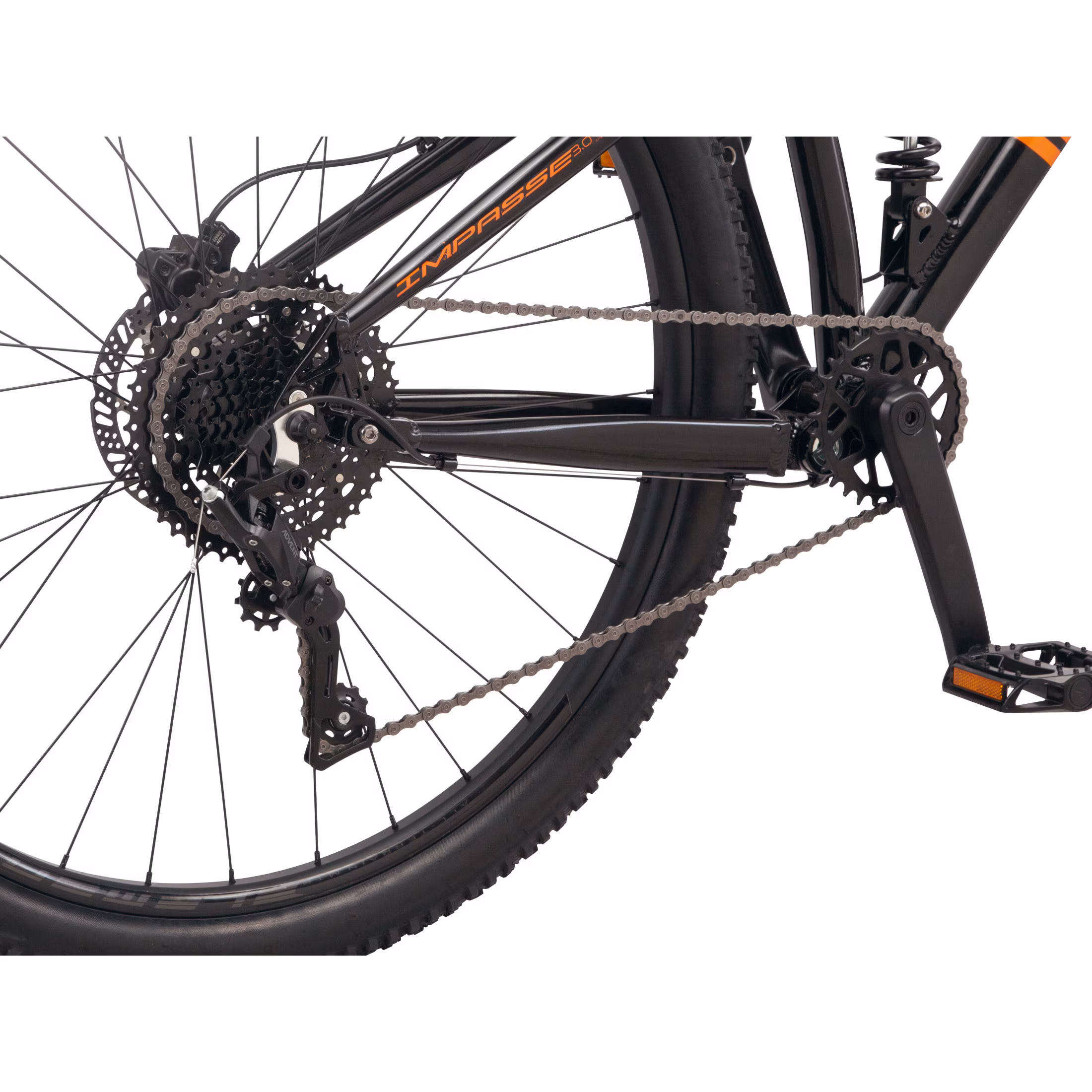 Mongoose Impasse 3.0 Dual Suspension Mountain Bike, Large Frame, 29-Inch Wheel, Black/Orange - Image 4