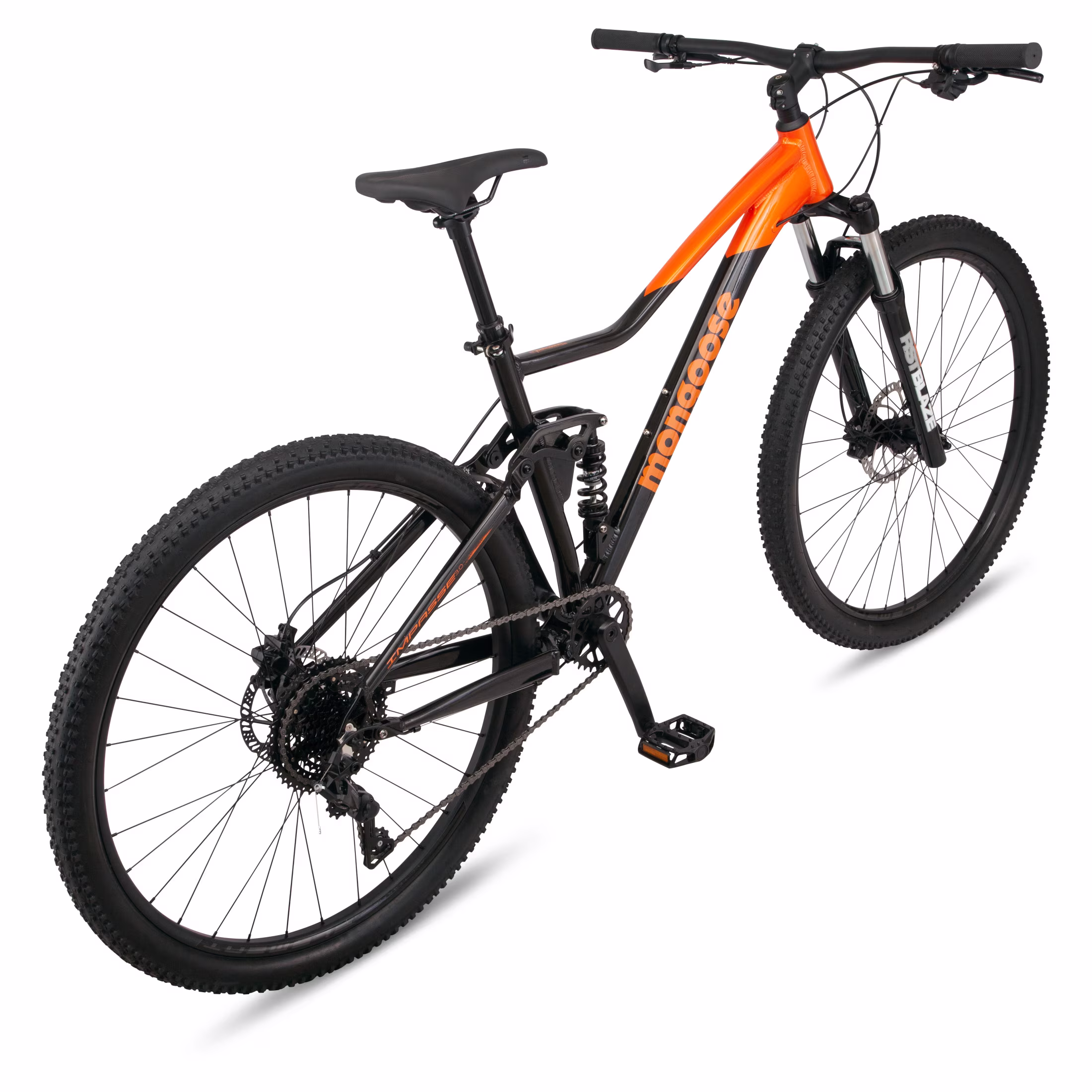 Mongoose Impasse 3.0 Dual Suspension Mountain Bike, Large Frame, 29-Inch Wheel, Black/Orange - Image 5