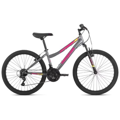 Mongoose Inertia Kids Mountain Bike, 24-Inch Wheels, 21 Speeds, Grey