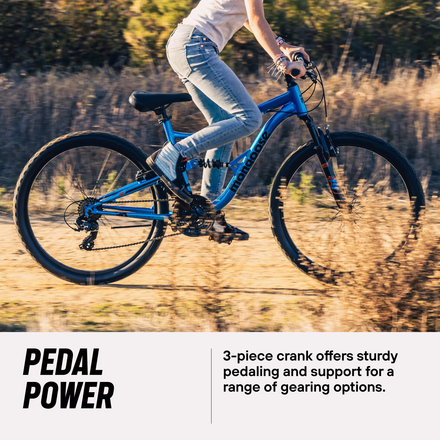 Mongoose Limestone Full Suspension Mountain Bike, 26 Inch Wheel, 21 Speeds, Blue - Image 5