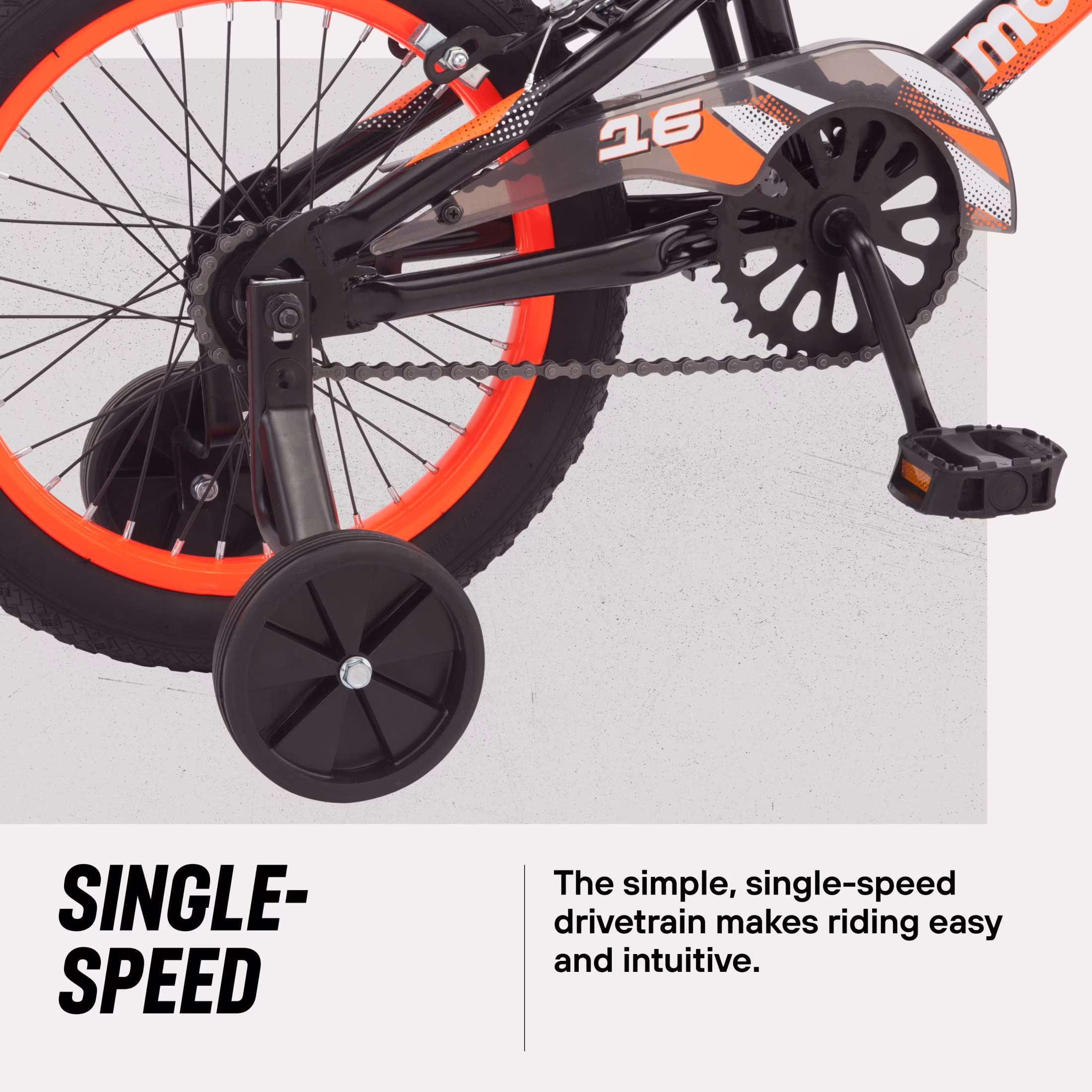 Mongoose Mutant Kids BMX Style Boys Bike, 16-in. Wheels, Kids Ages 3 - 5, Black & Orange - Image 3
