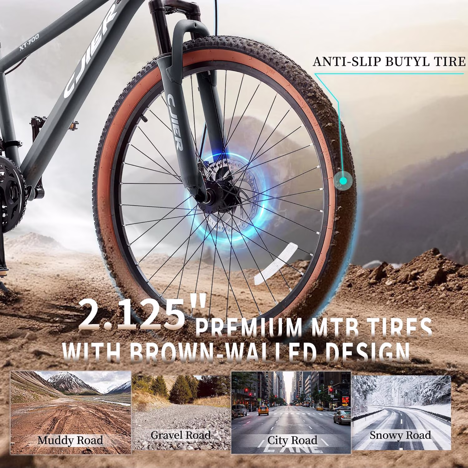 Mountain Bike for Kids, Akaber 24'' Boys Bike, MTB Bicycle 21-Speed with Internal Cable Routing, Suspension Fork, Dual Disc Brakes, 2.125" Tires, Ergonomic Grips - Image 3
