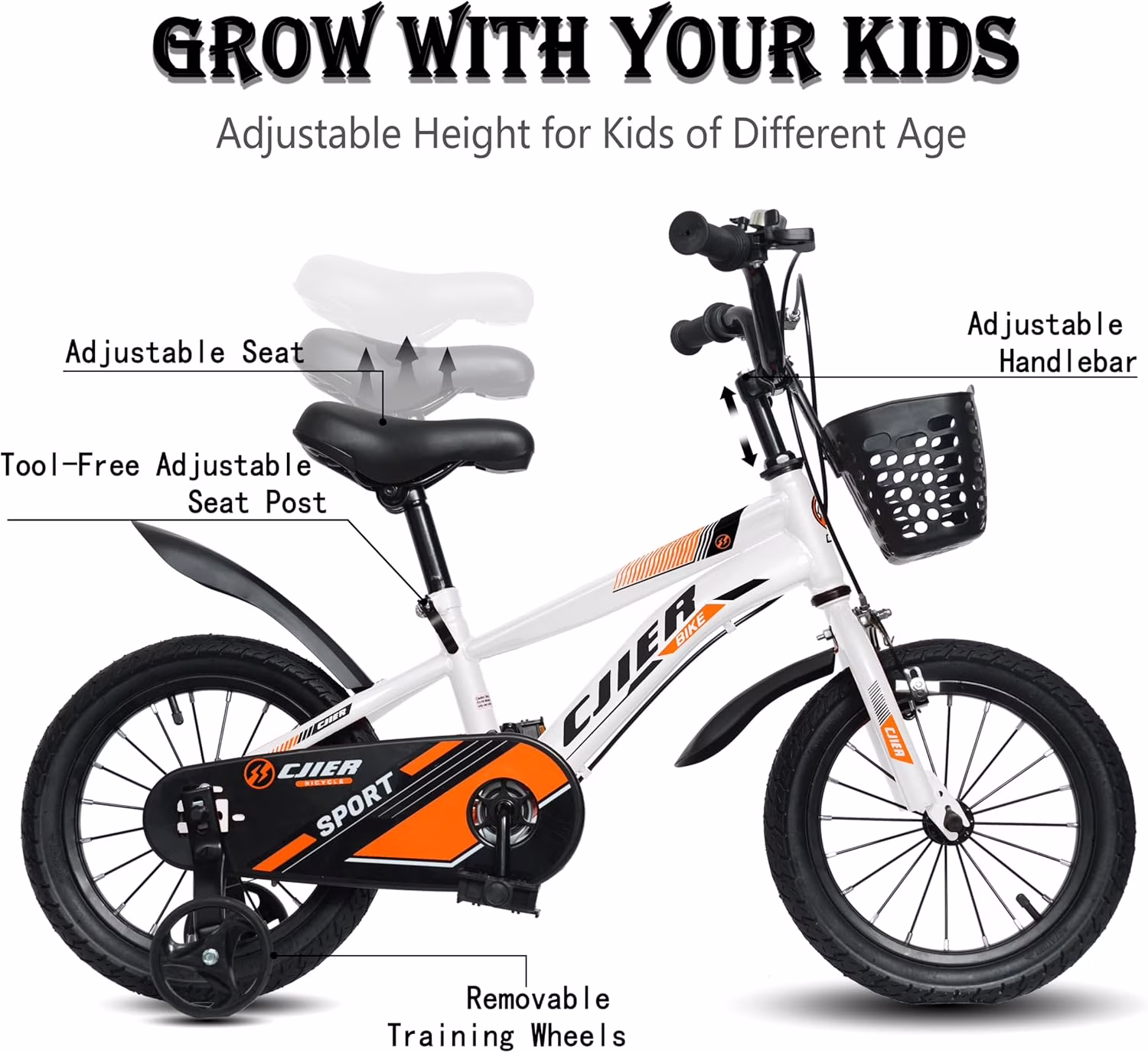 NEORIVER 14" Kids Bikes for Girls and Boys, Kids' Bicycles with Training Wheels, Ages 3-5 Years - Image 2