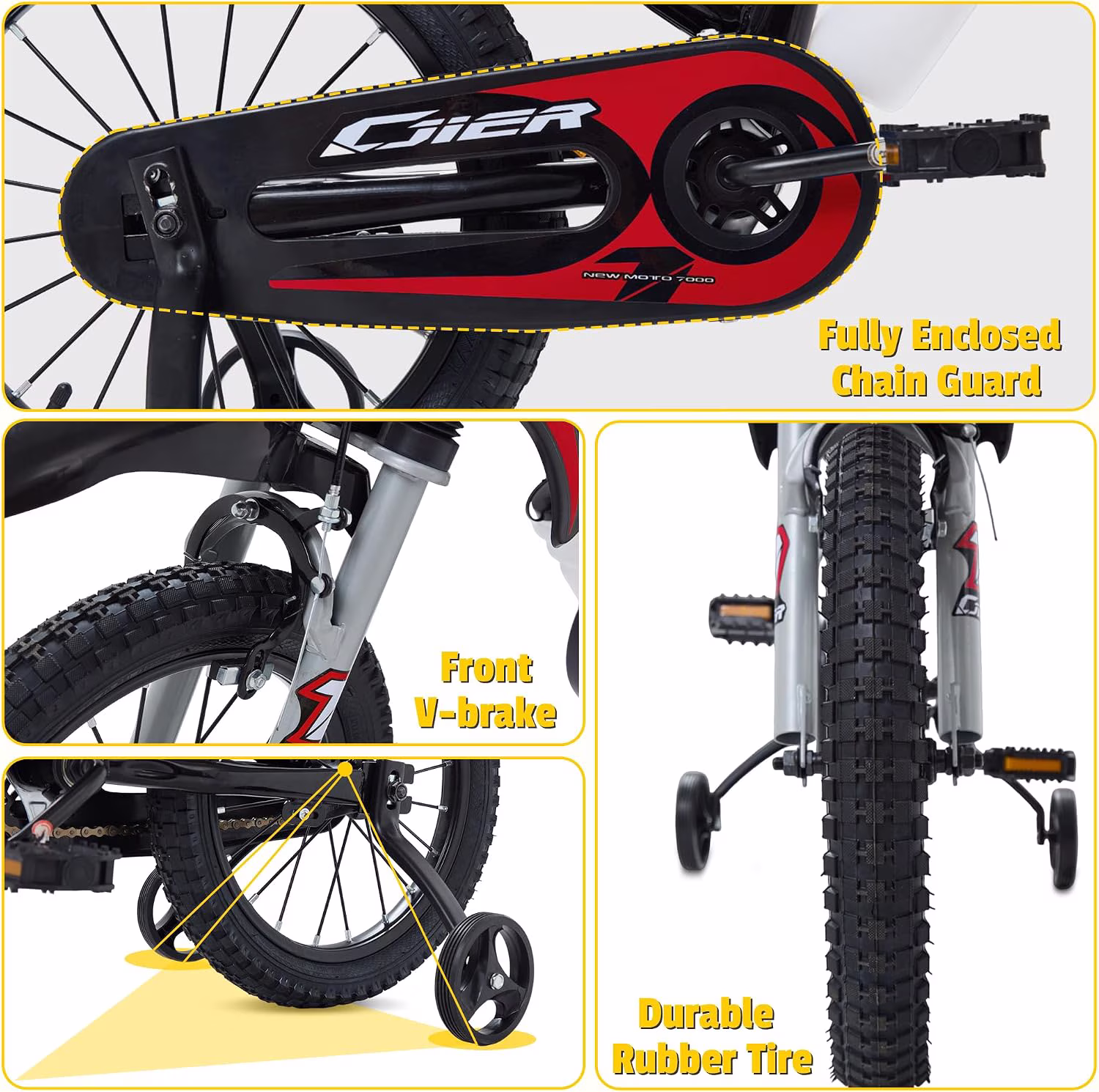 NEORIVER 16 Inch Motocross Style Kids Bike – Training Wheels, Sound Horn, Number Plate & Dashboard Included – Easy Assembly – Ages 3-12 Boys Girls - Image 4