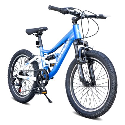 NESTIA 20 Inch Mountain Bike, 7-Speed Adult Dual-Suspension, Sturdy Steel Frame, Twist Shifting Dual Handbrake, Adjustable Seat Men Women