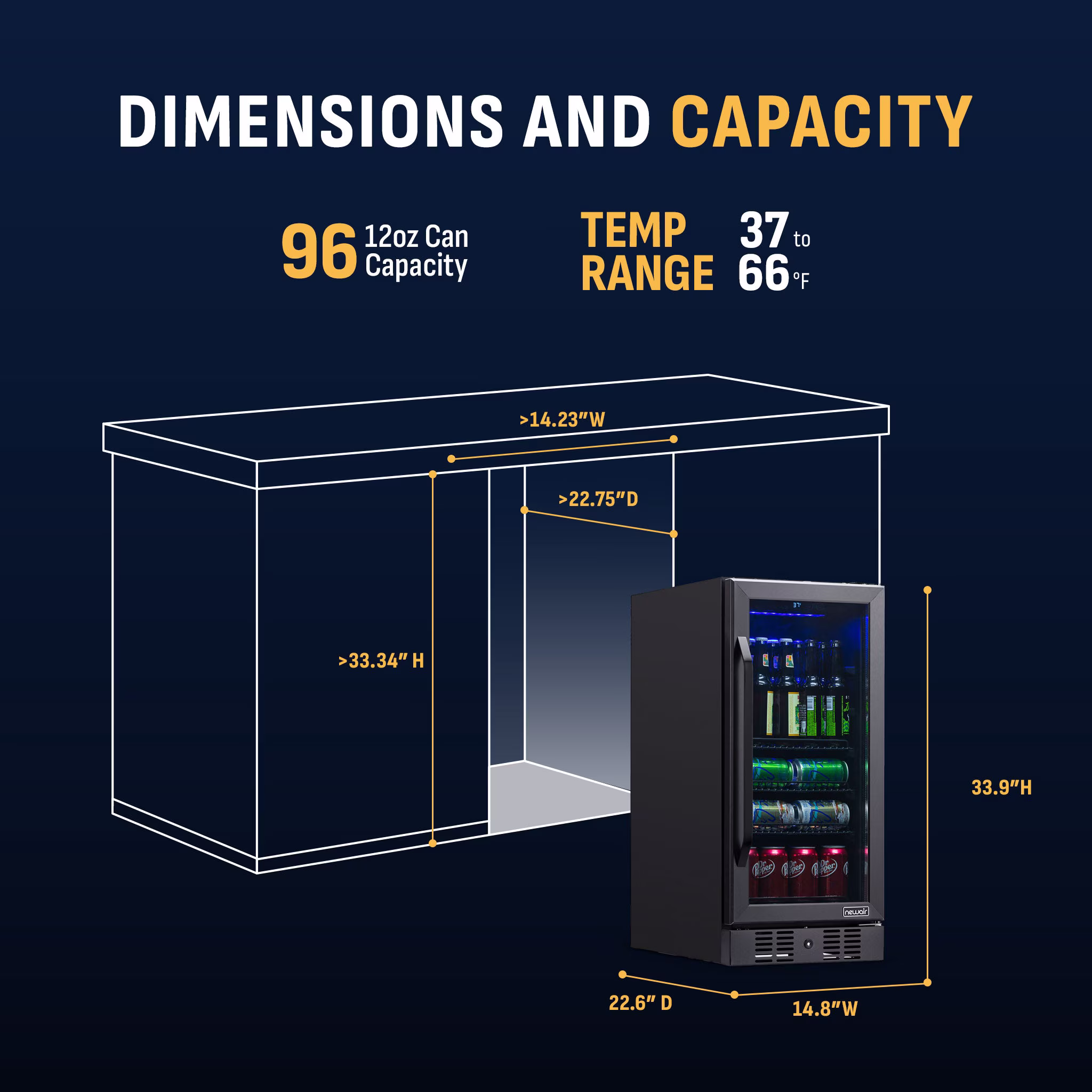 Newair® 96-Can Built-In Black Beverage Fridge - 15" - Image 5