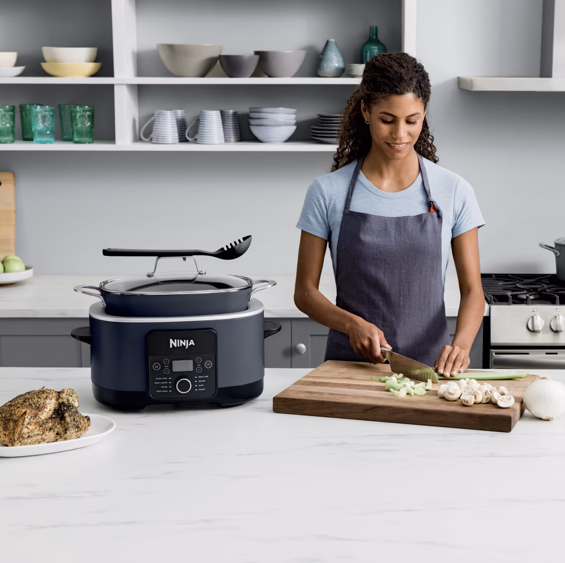 Ninja 14-in-1 PossibleCooker PRO 8.5-Qt Multi-Cooker with Steam & Roasting Rack, Blue, MC1001ABL - Image 4