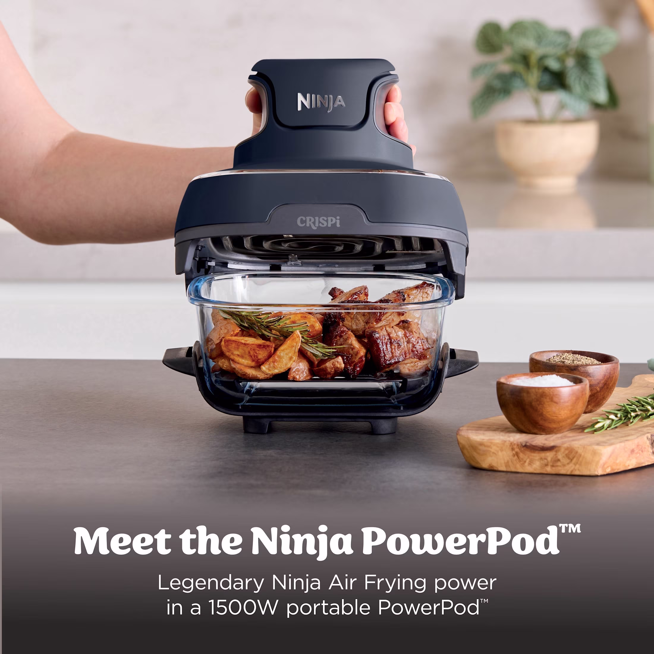 Ninja Crispi Glass Air Fryer 4-Qt, 4-in-1, Air Fry Bake Recrisp, Portable, Dishwasher Safe, FN101GY Cyberspace - Image 2