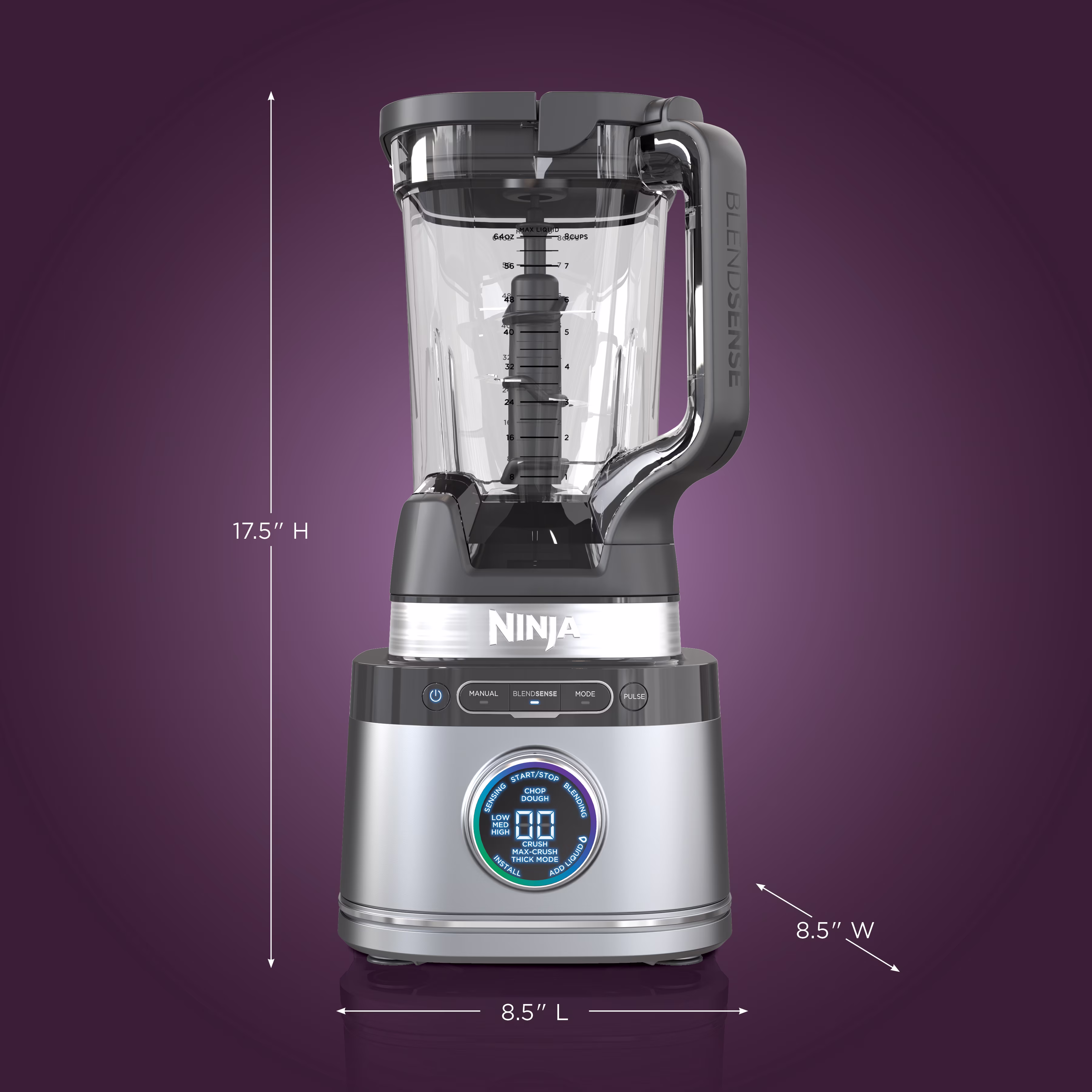 Ninja Detect Kitchen System 72-Oz Blender, Feed Chute with Slicing & Shredding Disc, 3 Speeds, Smoothies, Crush, Chop, Dough, BlendSense Technology, 1700PW, TB400WM Silver - Image 3