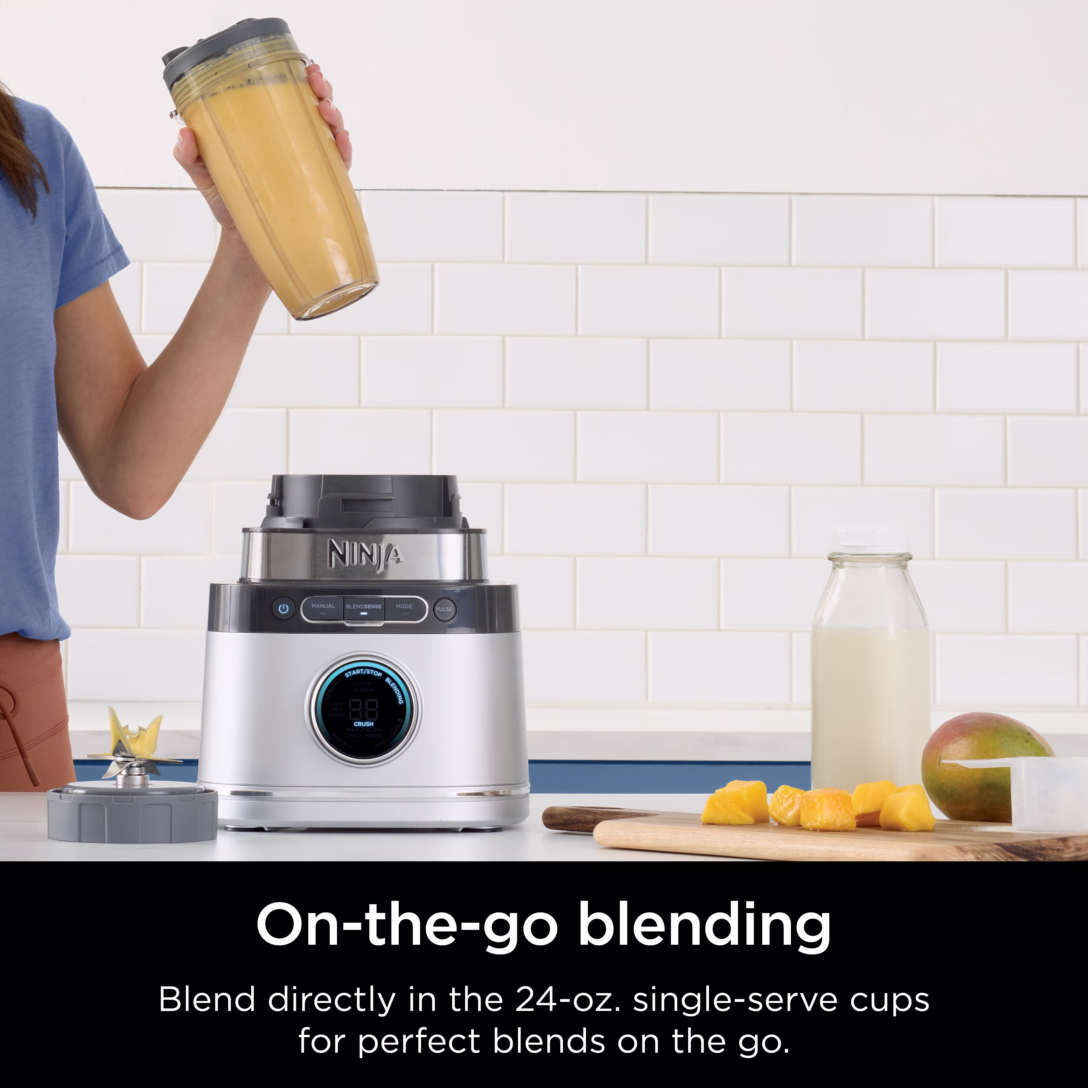 Ninja Detect Kitchen System 72-Oz Blender, Feed Chute with Slicing & Shredding Disc, 3 Speeds, Smoothies, Crush, Chop, Dough, BlendSense Technology, 1700PW, TB400WM Silver - Image 4