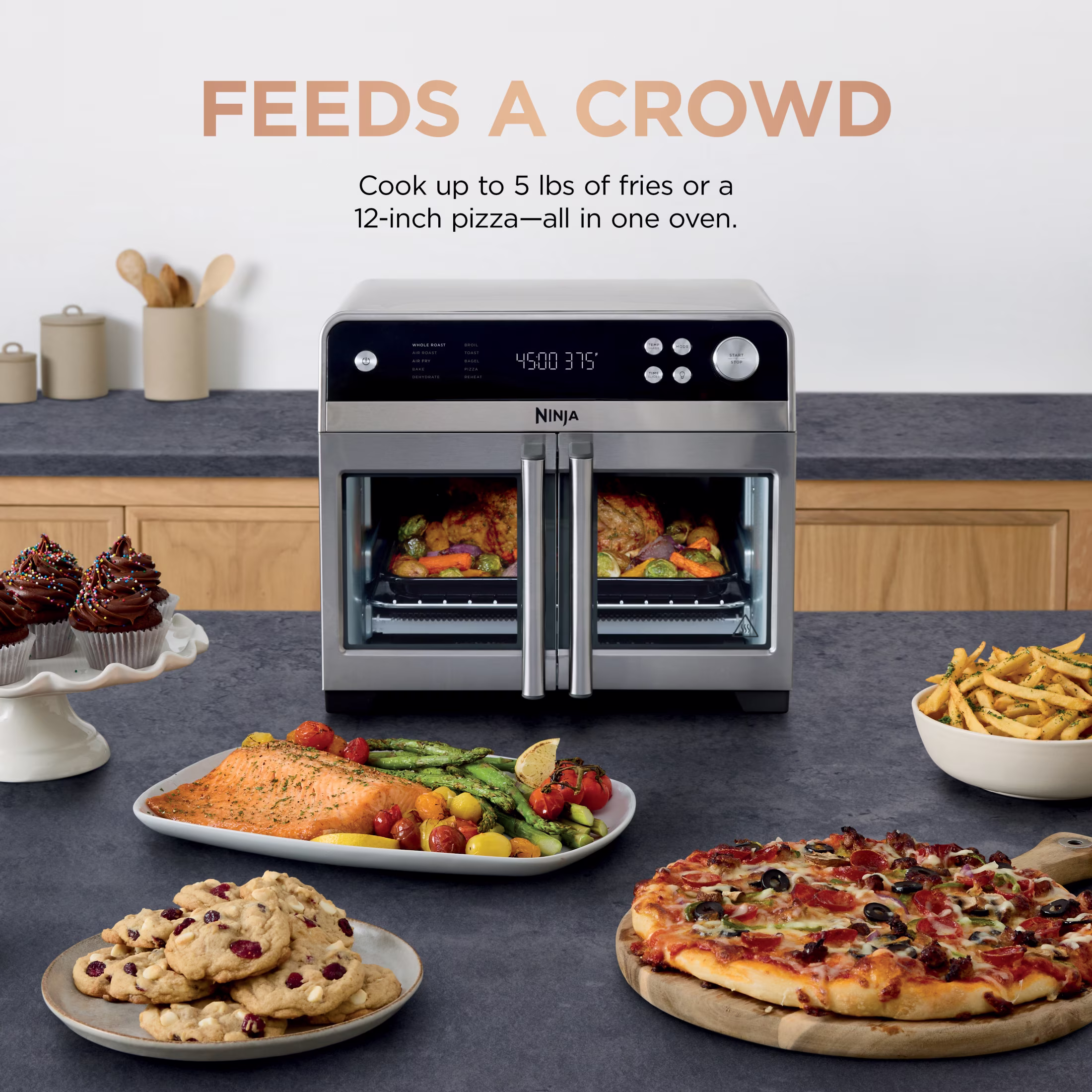 Ninja French Door 10-in-1 Countertop Oven, with Smart Surroundair Technology and Air Fry Function, Dishwasher Safe, 7 Pieces, FO101 Gray - Image 4